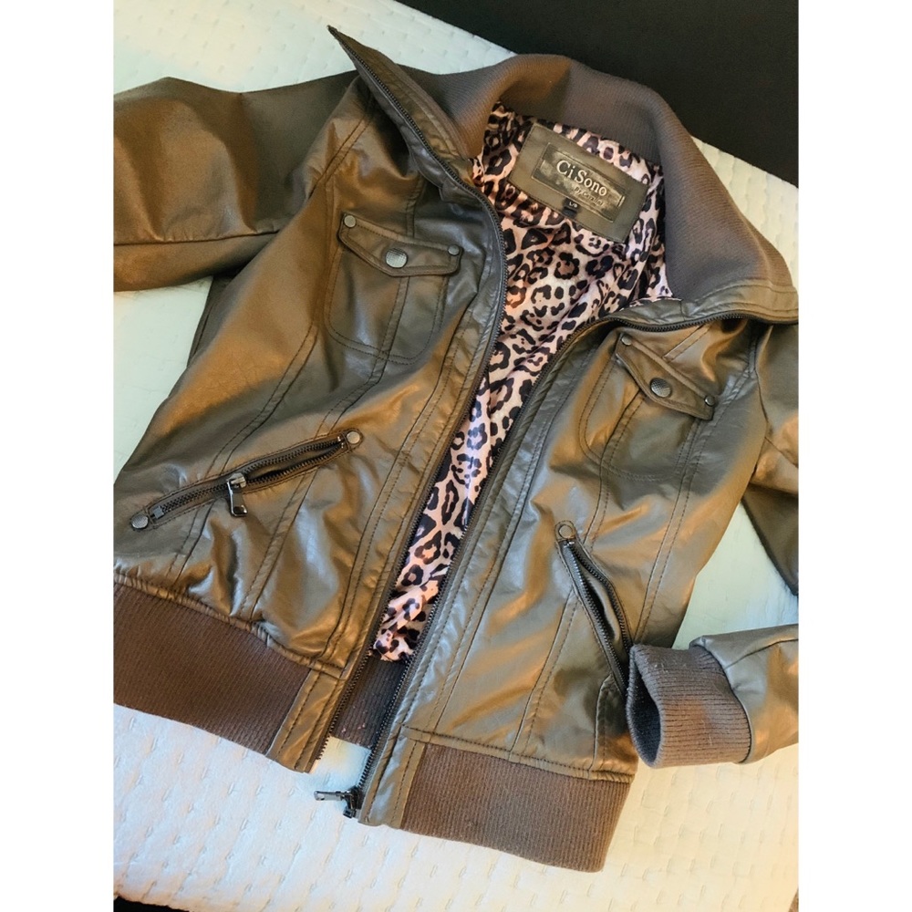 Brown leather jacket